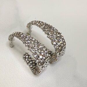 Elegant Silver Crystal Hoop Earrings